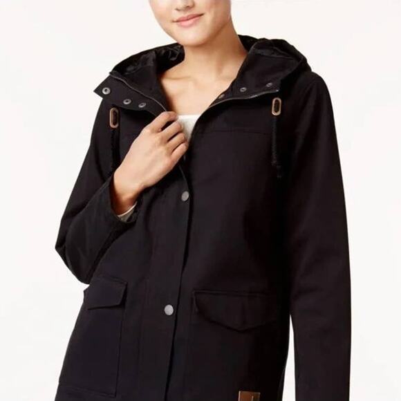 ROXY | Women's Large | Ocean Song Hooded Anorak Jacket in Black - Picture 1 of 8